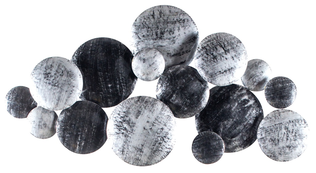 Décoration Murale 'Pimp Cercle' - Noir & Argent - 130 x 70 x 13 cm