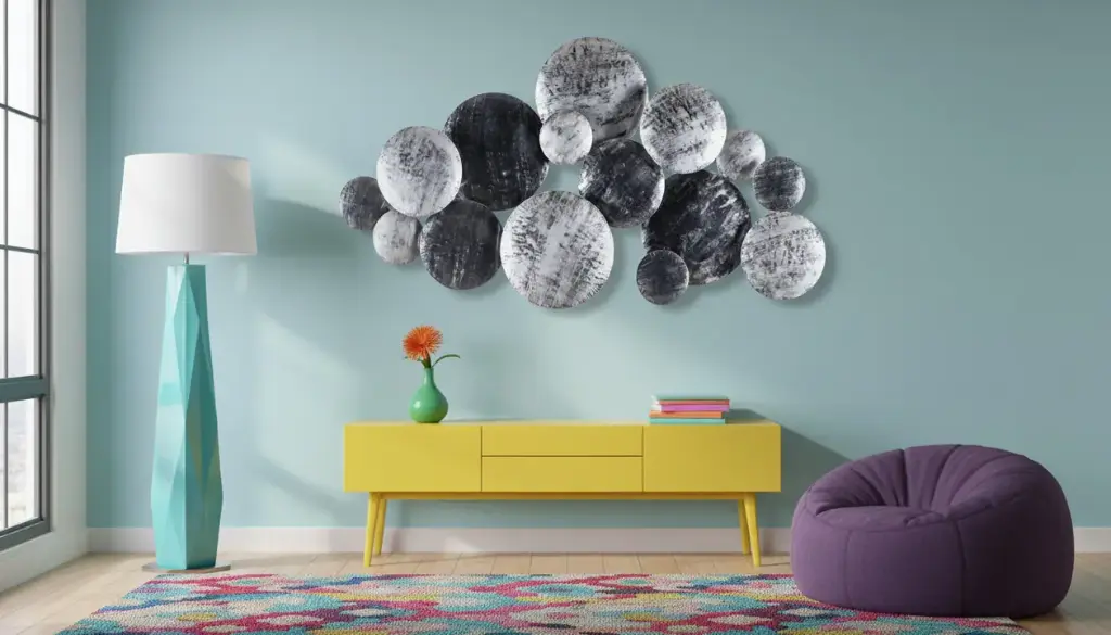 Décoration Murale 'Pimp Cercle' - Noir & Argent - 130 x 70 x 13 cm