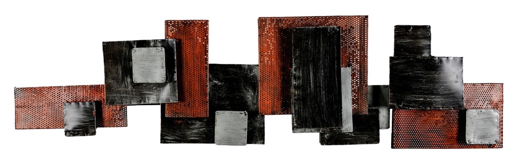 Décoration Murale 'Pimp Skyline' - Noir, Argent & Cuivre - 120 x 35 x 7 cm