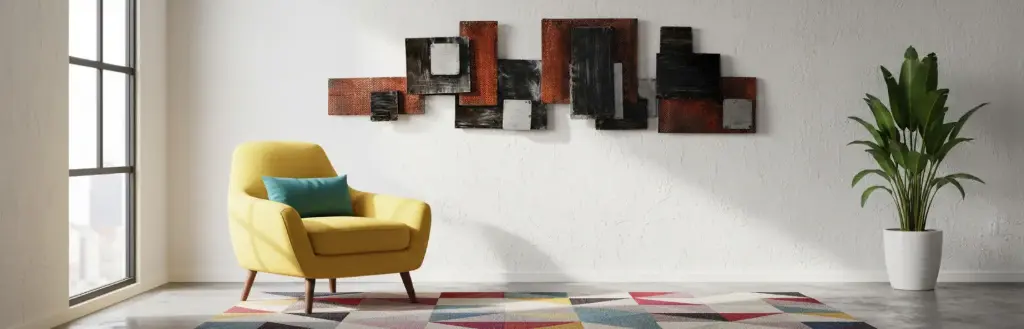 Décoration Murale 'Pimp Skyline' - Noir, Argent & Cuivre - 120 x 35 x 7 cm