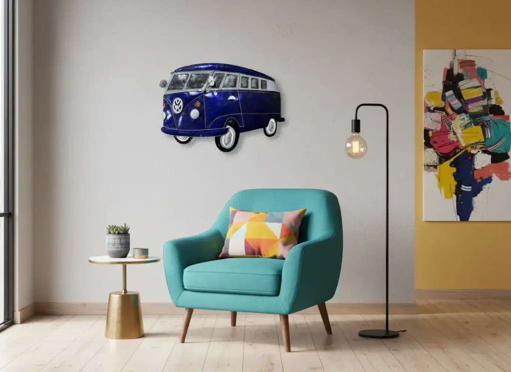 Décoration Murale 'Pimp VW Combi' - Mauve - 65 x 43 x 2,5 cm