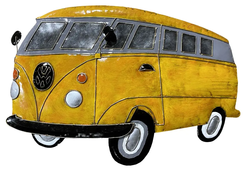 Décoration Murale 'Pimp VW Combi' - Jaune - 65 x 43 x 2,5 cm