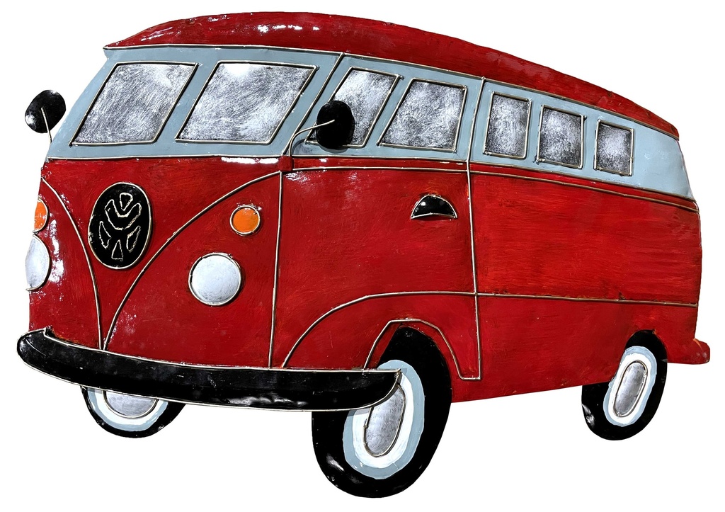 Décoration Murale 'Pimp VW Combi' - Rouge - 65 x 43 x 2,5 cm