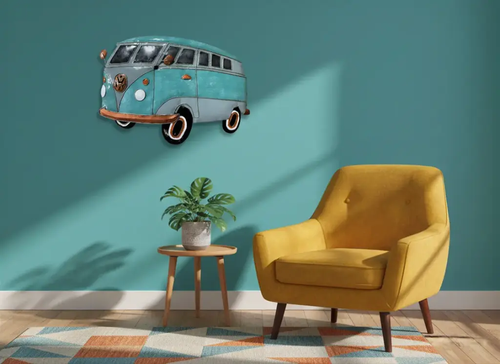 Décoration Murale 'Pimp VW Combi' - Turquoise - 65 x 43 x 2,5 cm