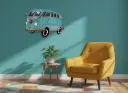 Décoration Murale 'Pimp VW Combi' - Turquoise - 65 x 43 x 2,5 cm
