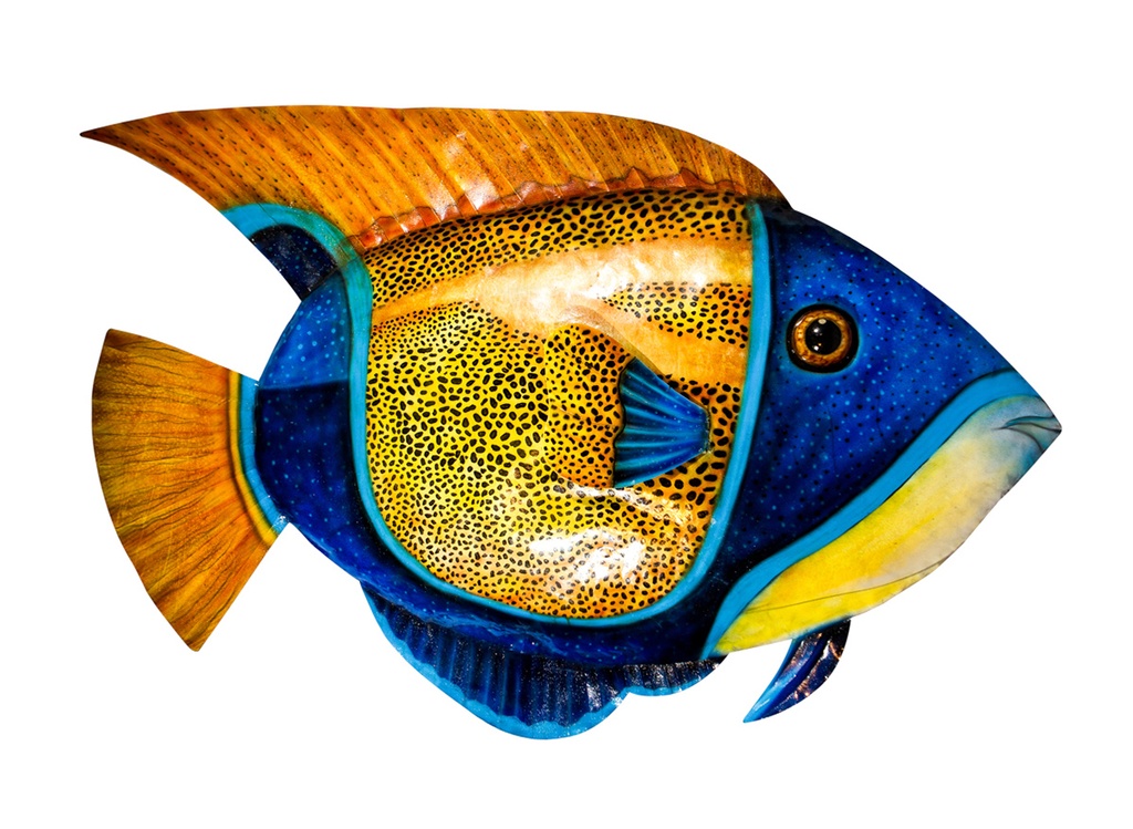 Décoration Murale 'Pimp Poisson' - Bleu, Jaune, Orange & Rouge - 105 x 150 x 5 cm