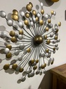 Décoration Murale "Soleil" Dorée et Argentée - 70 x 70 x 5 cm