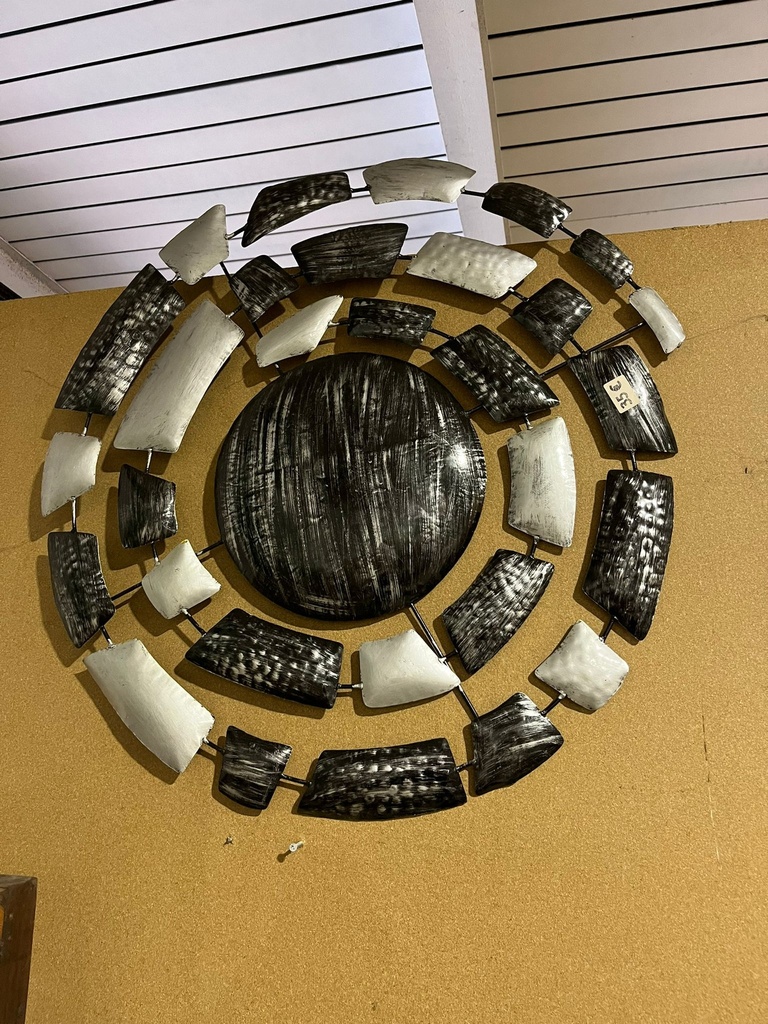 Décoration Murale Spirale Noir et Argentée - 80 x 80 x 5 cm
