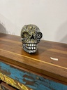 Crâne Peint à la Main - 16 x 14 x 22 cm