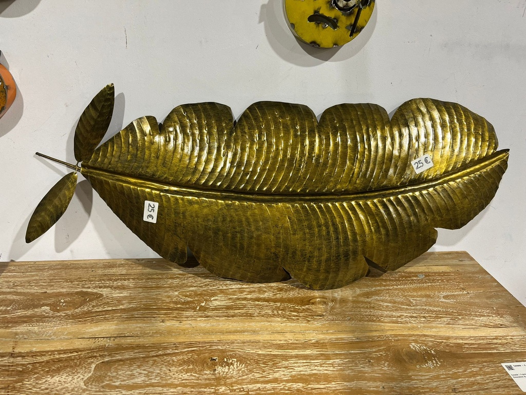 Décoration Murale "Feuille de Bananier" Dorée - 36 x 90 x 2 cm