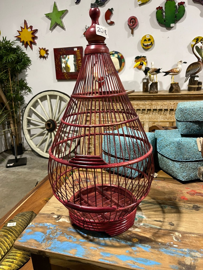 Cage à Oiseau Décorative Bordeaux - 56 x 30 x 30 cm
