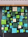 Décoration Murale "Carrés" Verte, Turquoise et Blanche - 70 x 70 x 7 cm