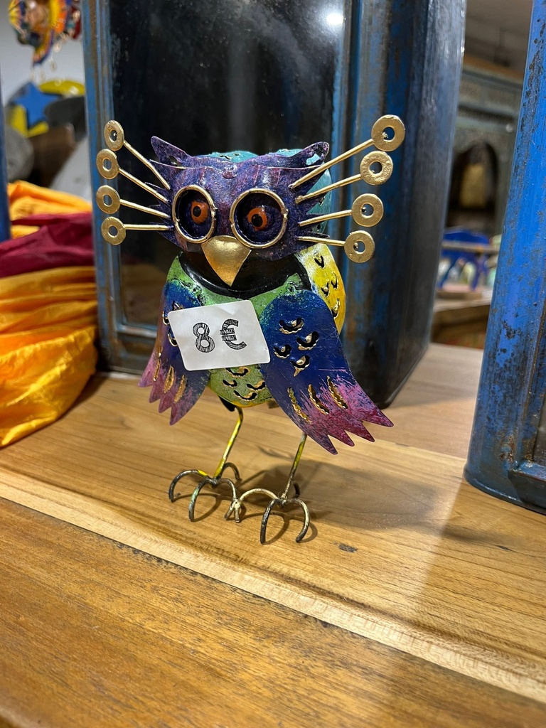 Hibou "Lunettes" Vert - 14 x 10 x 4 cm