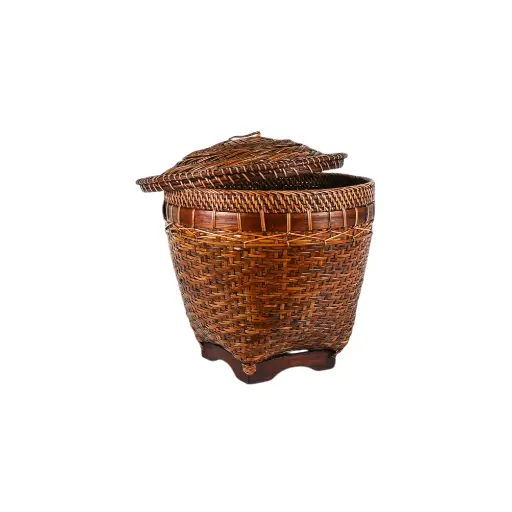 [2026-03-30-0019-A] Panier à linge tressé avec couvercle - 43 x 37 x 37 cm