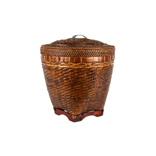 [2026-03-30-0020-A] Panier à linge tressé avec couvercle - 48 x 43 x 43 cm