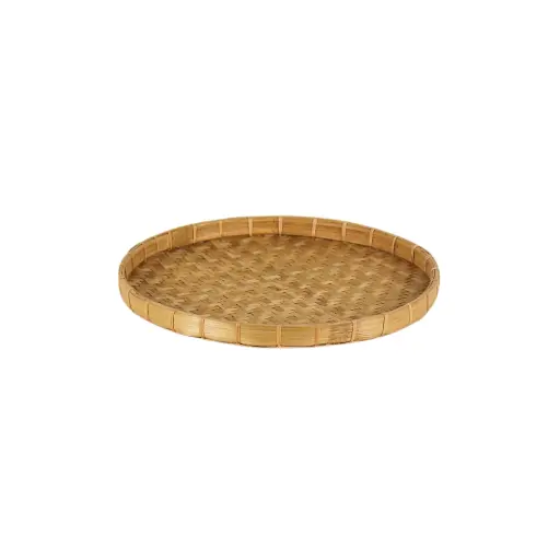 [2026-03-30-0067-A] Plateau rond à rebord tressé - Medium - 2,5 x 36 x 36 cm