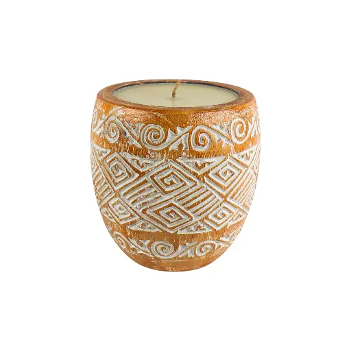 [2026-04-27-0024-A] Bougie Sculptée (Large) - White Wash - 23 x 22 x 22 cm