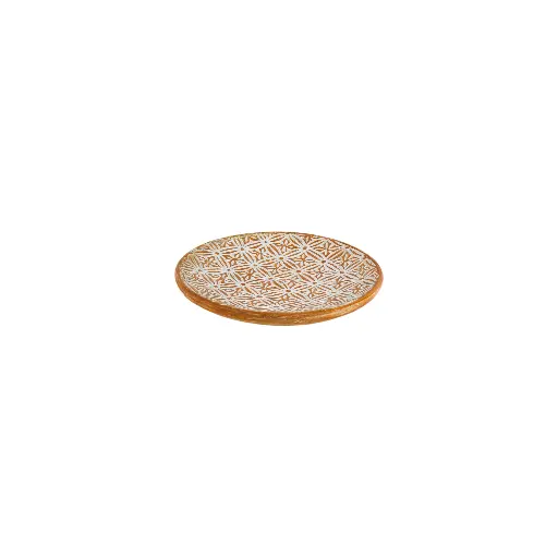 [2026-04-27-0037-A] Plat Décoratif Sculpté (Small) - White Wash - 6 x 30 x 30 cm