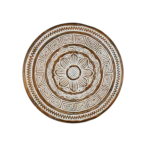 [2026-04-27-0040-A] Plat Décoratif Sculpté (Medium) - Natural Burn - 9 x 50 x 50 cm