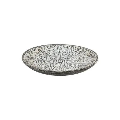 [2026-04-27-0044-A] Plat Décoratif Sculpté (Medium) - Black Wash - 9 x 50 x 50 cm