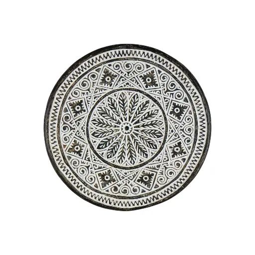 [2026-04-27-0046-A] Plat Décoratif Sculpté (Medium) - Black Wash - 9 x 50 x 50 cm