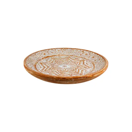 [2026-04-27-0047-A] Plat Décoratif Sculpté (Medium) - White Wash - 9 x 50 x 50 cm