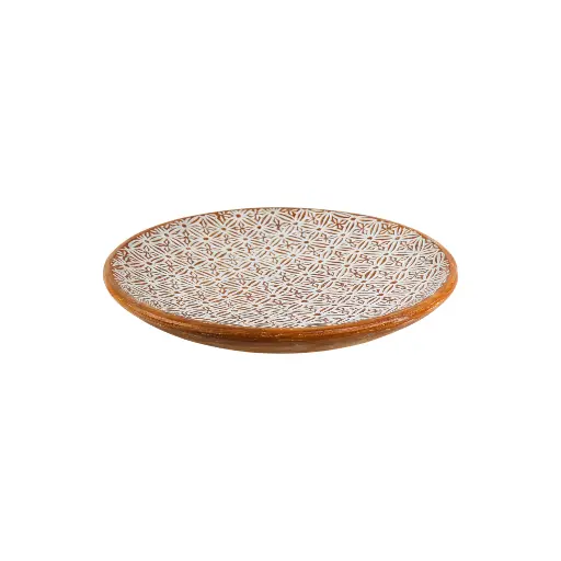 [2026-04-27-0048-A] Plat Décoratif Sculpté (Medium) - White Wash - 9 x 50 x 50 cm