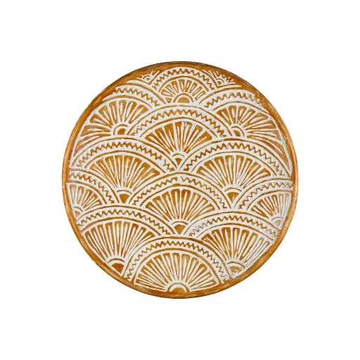 [2026-04-27-0049-A] Plat Décoratif Sculpté (Medium) - White Wash - 9 x 50 x 50 cm