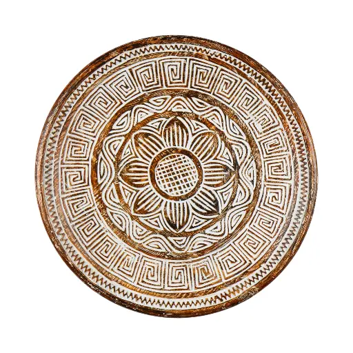 [2026-04-27-0050-A] Plat Décoratif Sculpté (Large) - Natural Burn - 10 x 60 x 60 cm