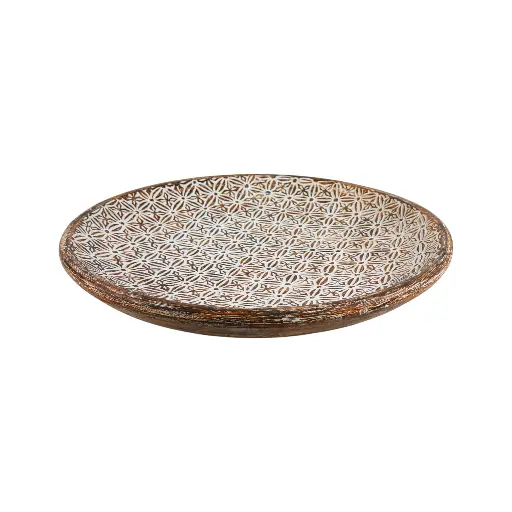 [2026-04-27-0051-A] Plat Décoratif Sculpté (Large) - Natural Burn - 10 x 60 x 60 cm