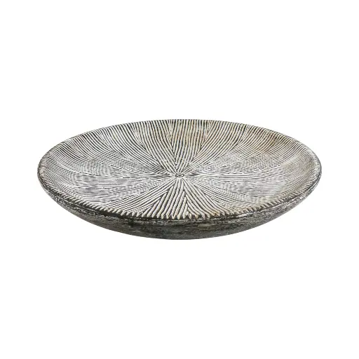 [2026-04-27-0053-A] Plat Décoratif Sculpté (Large) - Black Wash - 10 x 60 x 60 cm