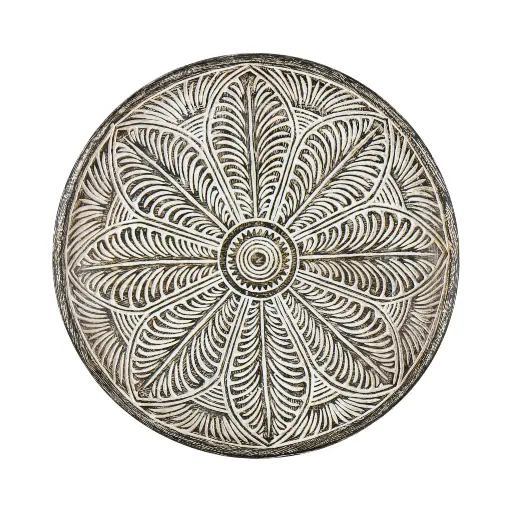 [2026-04-27-0054-A] Plat Décoratif Sculpté (Large) - Black Wash - 10 x 60 x 60 cm