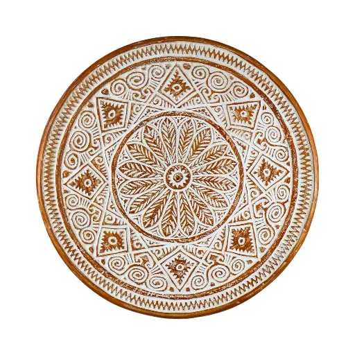 [2026-04-27-0058-A] Plat Décoratif Sculpté (Large) - White Wash - 10 x 60 x 60 cm