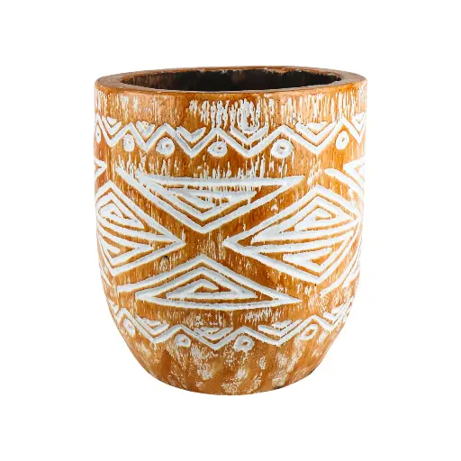 [2026-04-27-0063-A] Cache-pot Sculpté - White Wash - 30 x [25;35] x [25;35] cm