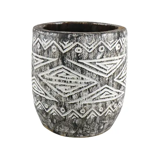 [2026-04-27-0070-A] Cache-pot Sculpté - Black Wash - 30 x [25;35] x [25;35] cm