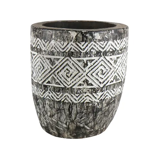 [2026-04-27-0072-A] Cache-pot Sculpté - Black Wash - 30 x [25;35] x [25;35] cm