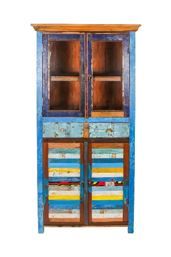 [2026-05-07-0077-A] Étagère vitrine - 4 portes, 2 tiroirs - 201,5 x 100 x 50 cm