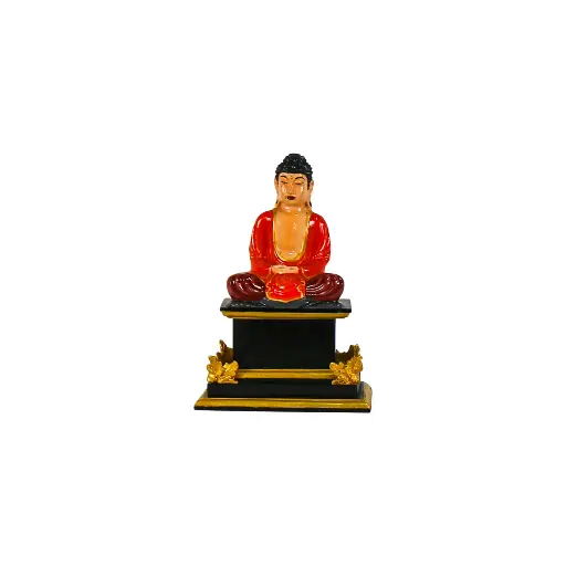 [2026-09-30-0086-A] Statue - Buddha sur Socle - 29 x 20 x 12 cm