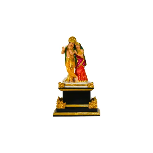 [2026-09-30-0087-A] Statue - Radha & Krishna sur Socle - 33,5 x 20 x 11 cm