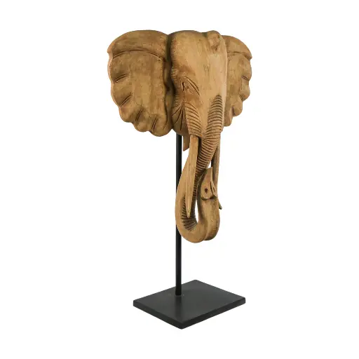 [2026-09-30-0123-A] Tête d'Éléphant sur Socle - 135 x 87 x 35 cm