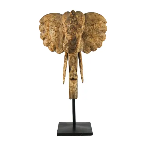 [2026-09-30-0124-A] Tête d'Éléphant sur Socle - 135 x 87 x 35 cm