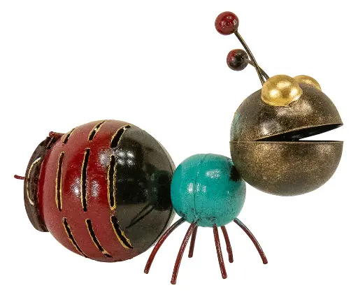 [ANT14-C] Fourmi - Bordeaux, Noir, Turquoise & Or - 14 cm