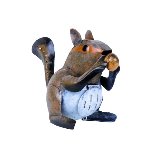 [SQUIRREL10-C] Écureuil - Brun, Blanc & Orange - 17 x 24 x 10 cm