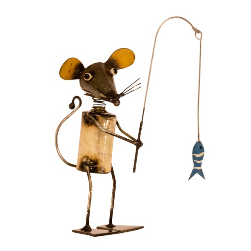 [ANFISHUP22-MOUS1-C] Animal Pêcheur - Souris - 22 x 20 x 8 cm
