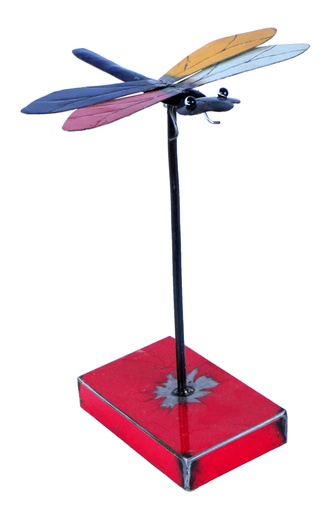 [DRAGFLYSTUP30-C] Libellule sur Socle - Mix Couleur - 30 x 15 x 23 cm