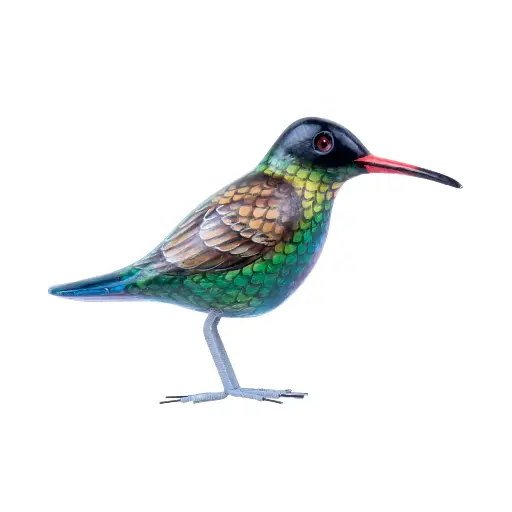 [HUMW10-C] Colibri - Vert, Bleu, Brun & Noir - 10 x 15 x 4 cm