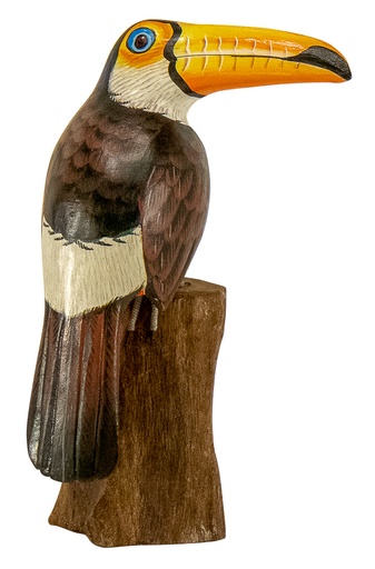 [TOUCW25-C] Toucan - Brun, Blanc & Orange - 25 x 10 x 14 cm