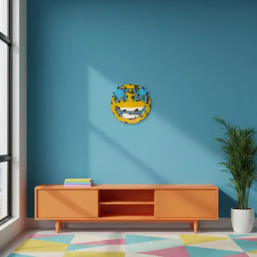 [EMO15-STAREYE-C] Emoji - 🤩 - Visage avec des étoiles à la place des yeux - 15 x 15 x 3 cm