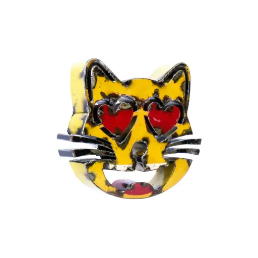 [EMO15-CATHEARTEYES-C] Emoji - 😻 - Chat souriant aux yeux en cœurs - 15 x 16,5 x 3 cm