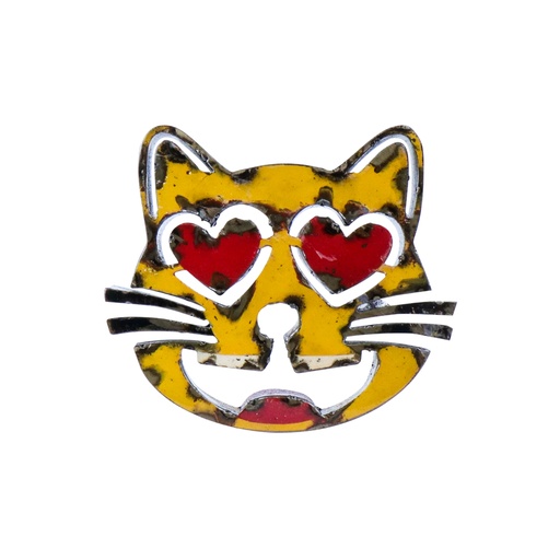 [EMO15-CATHEARTEYES-C] Emoji - 😻 - Chat souriant aux yeux en cœurs - 15 x 16,5 x 3 cm
